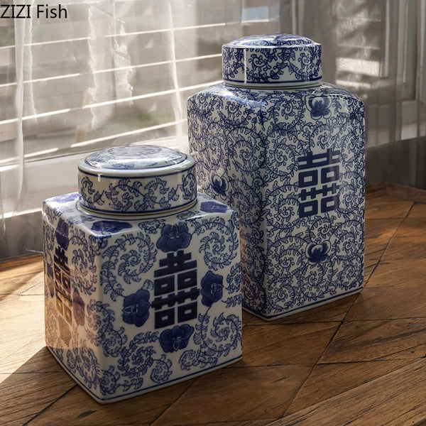 Blue White Porcelain Tea Caddy-ToShay.org