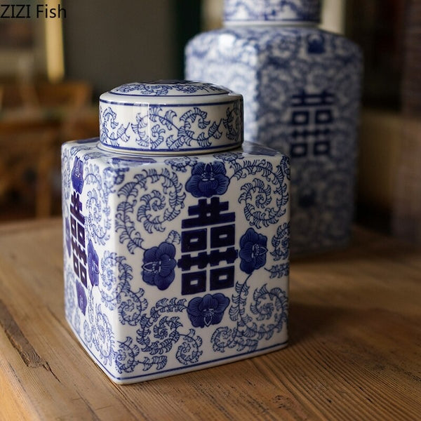 Blue White Porcelain Tea Caddy-ToShay.org