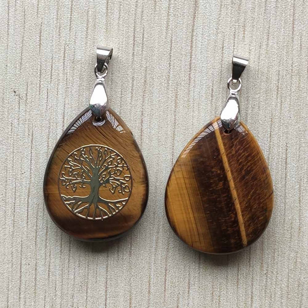 Yellow Tiger Eye Tree Pendants-ToShay.org