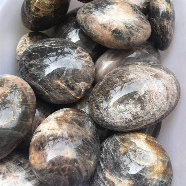 Black Moonstone Palm Stones-ToShay.org