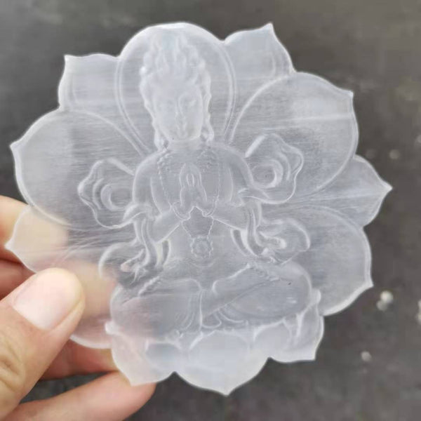 Selenite Buddha Plate-ToShay.org