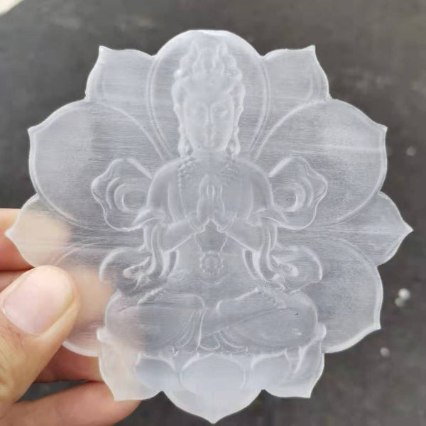 Selenite Buddha Plate-ToShay.org