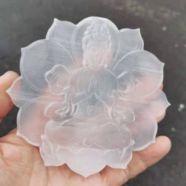 Selenite Buddha Plate-ToShay.org