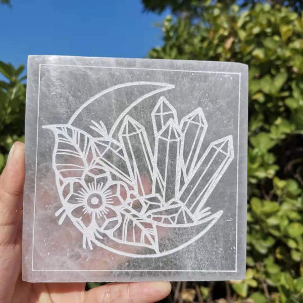 White Selenite Crystal Plate-ToShay.org