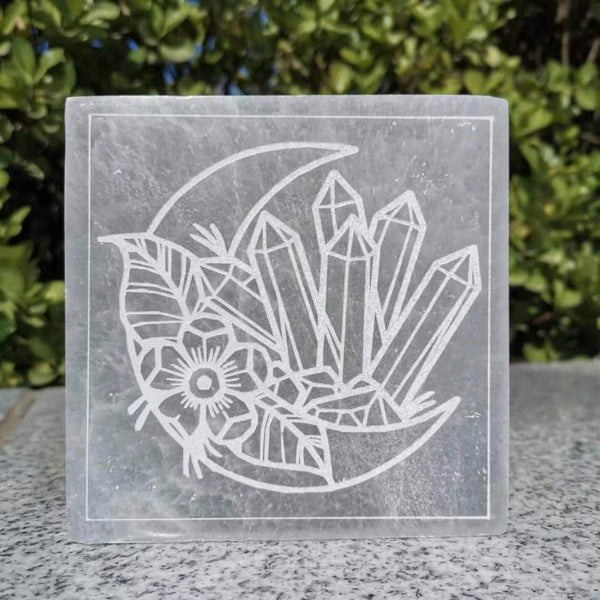 White Selenite Crystal Plate-ToShay.org