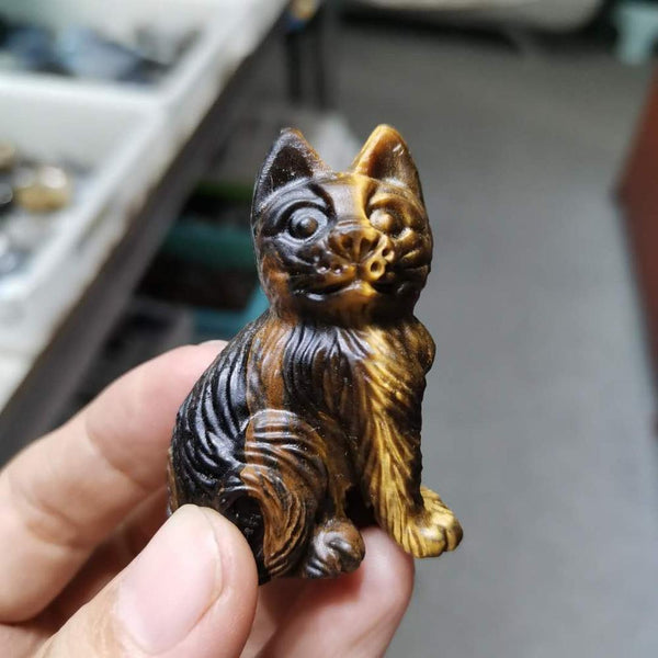 Yellow Tiger Eye Stone Cat-ToShay.org