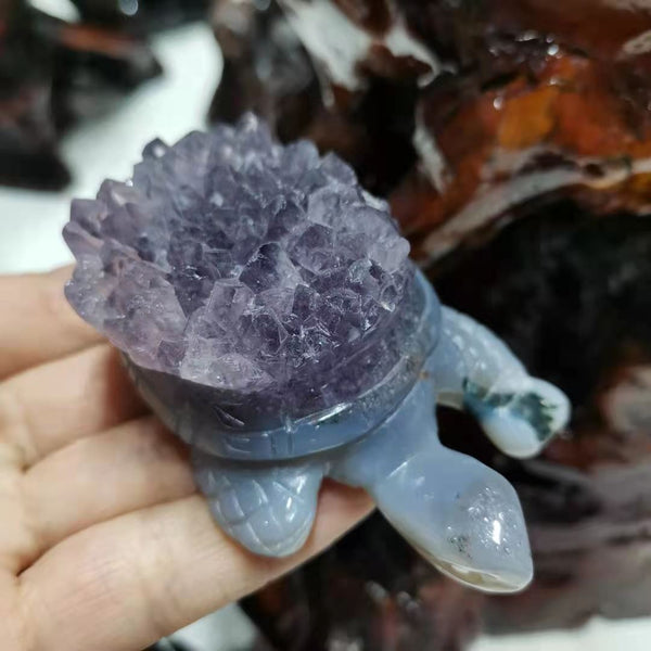 Purple Amethyst Cluster Turtle-ToShay.org