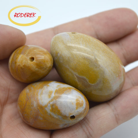 Yellow Jade Drilled Egg Set-ToShay.org