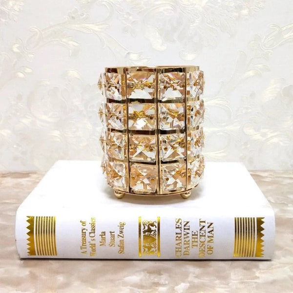 Gold Crystal Bead Candle Holder-ToShay.org