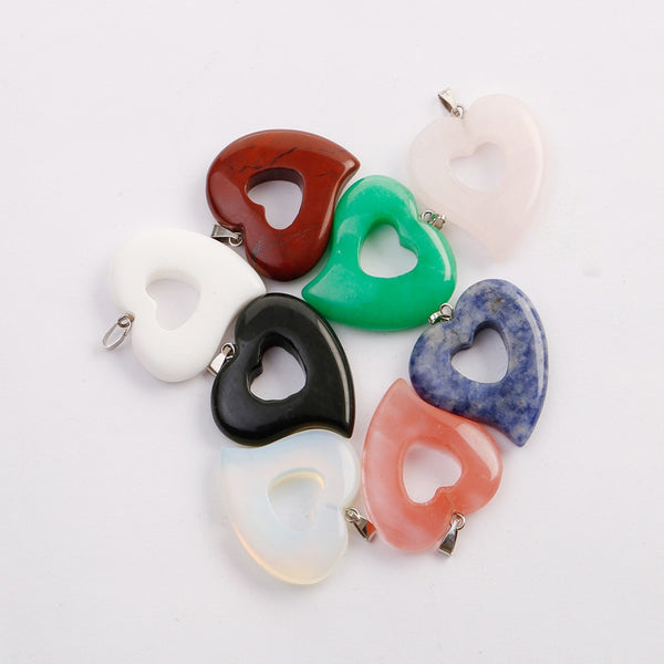 Mixed Gemstone Heart Pendants-ToShay.org