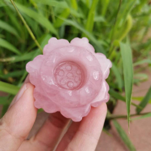 Pink Rose Quartz Lotus Flower-ToShay.org