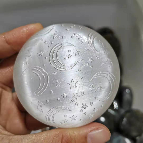 White Selenite Sky Plate-ToShay.org