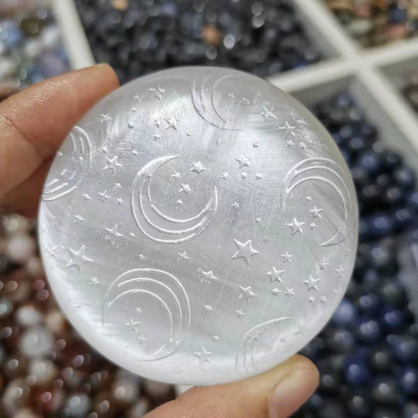 White Selenite Sky Plate-ToShay.org