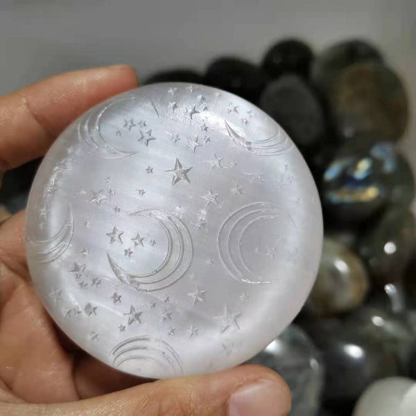 White Selenite Sky Plate-ToShay.org