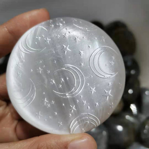 White Selenite Sky Plate-ToShay.org