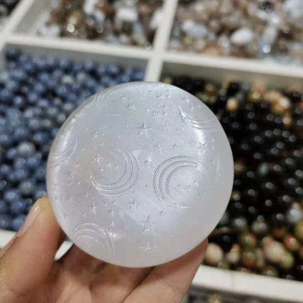 White Selenite Sky Plate-ToShay.org