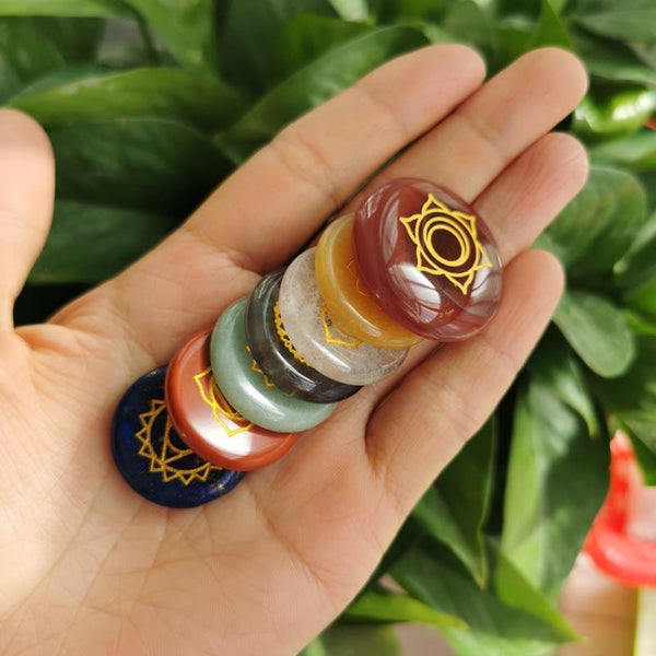 Chakra Symbols Crystal Palm Stones-ToShay.org