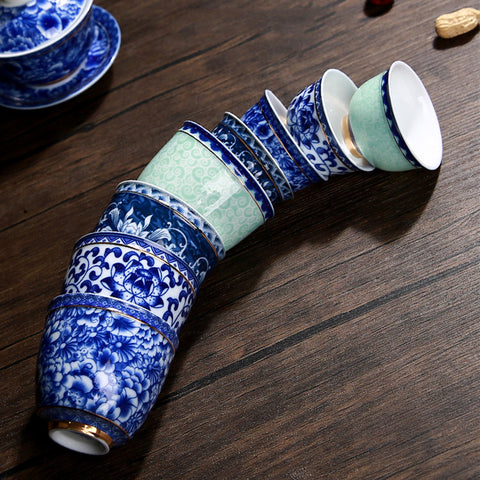 Blue White Ceramic Teacups-ToShay.org