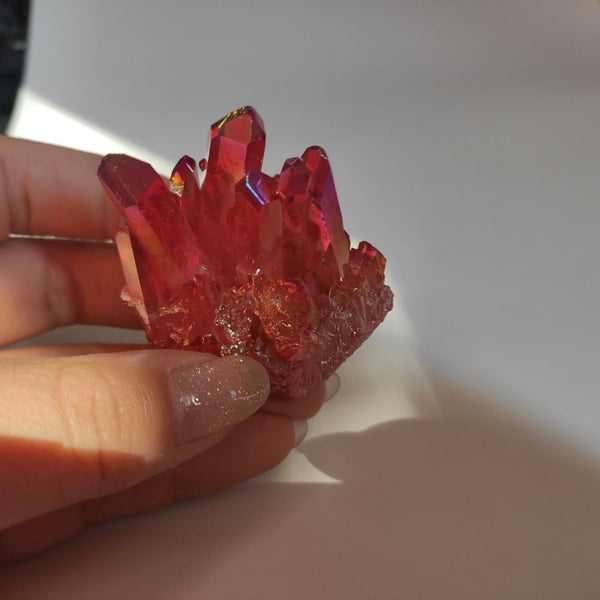 Red Flame Aura Crystal Cluster-ToShay.org