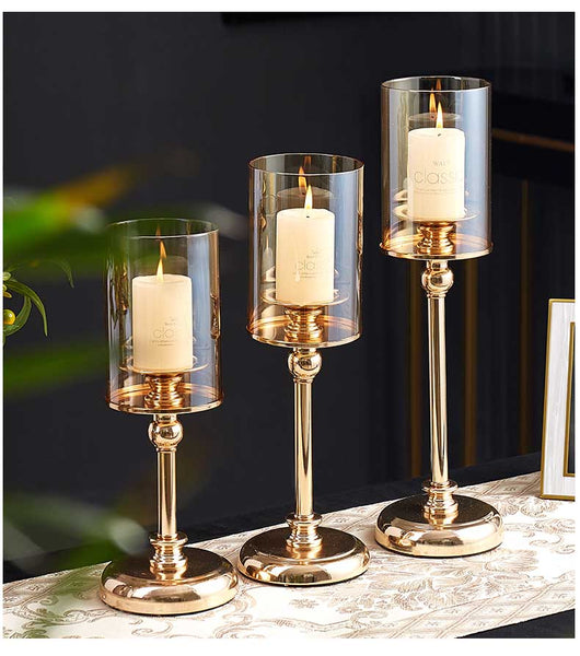 Gold Glass Candle Holders-ToShay.org