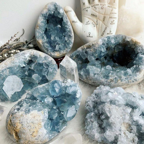 Blue Celestite Geode Quartz Clusters-ToShay.org