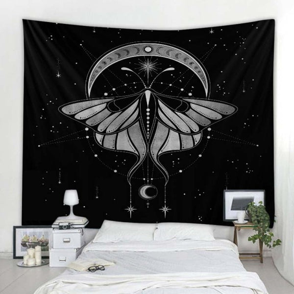 Black Moth Moon Tapestry-ToShay.org