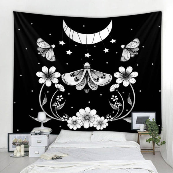 Black Moth Moon Tapestry-ToShay.org