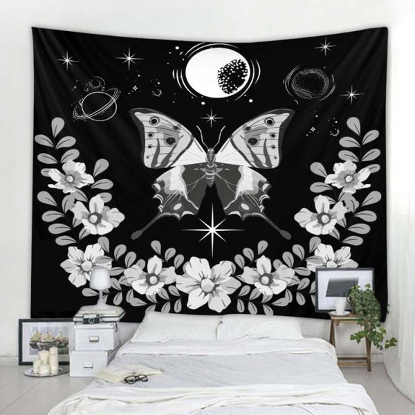 Black Moth Moon Tapestry-ToShay.org