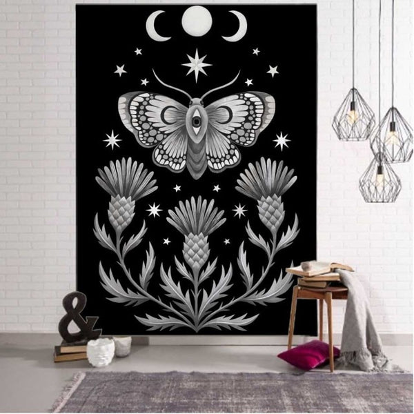 Black Moth Moon Tapestry-ToShay.org