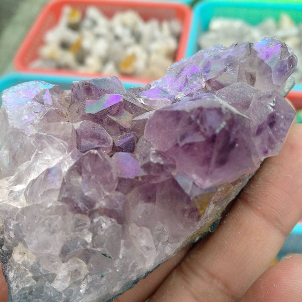 Purple Amethyst Aura Crystal Cluster-ToShay.org