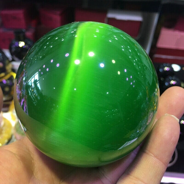 Green Cats Eye Crystal Ball-ToShay.org