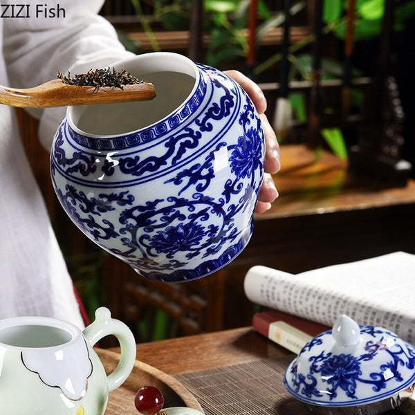 Blue White Porcelain Tea Caddy-ToShay.org