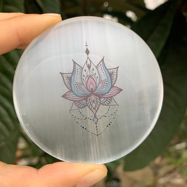 White Selenite Flower Plates-ToShay.org