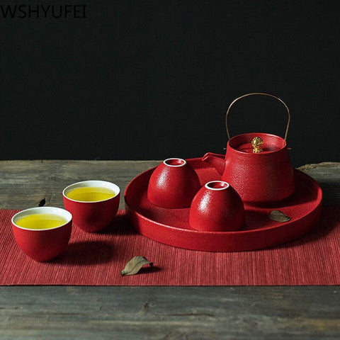 Red Ceramic Tea Set-ToShay.org